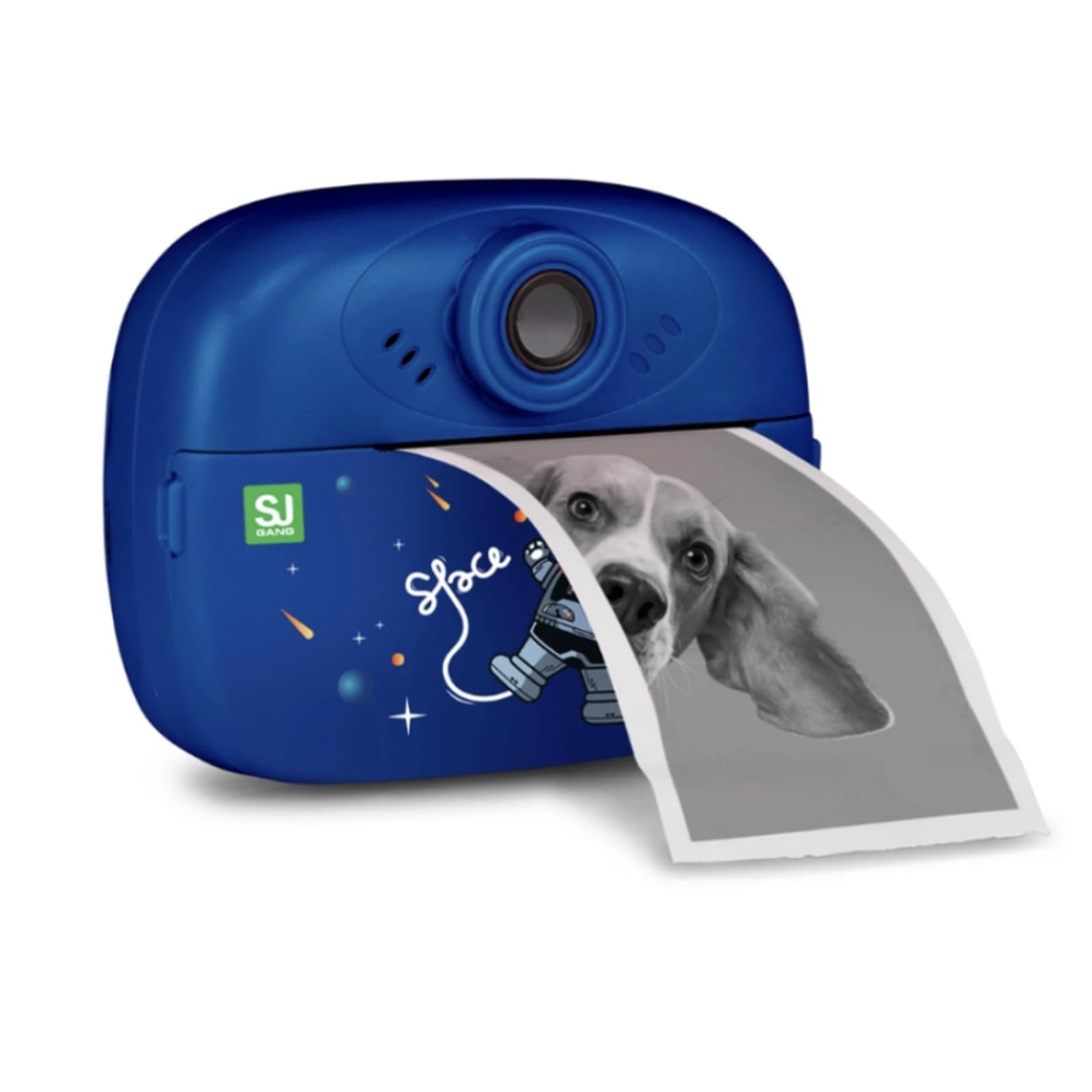 Set Macchina Fotografica Istantanea Leone blu per Bambini con Stampa Termica Seven SJ Gang, Display LCD 2”, Foto e Video 720P, Giochi e Filtri + Monocolo HD con Torcia LED Integrata