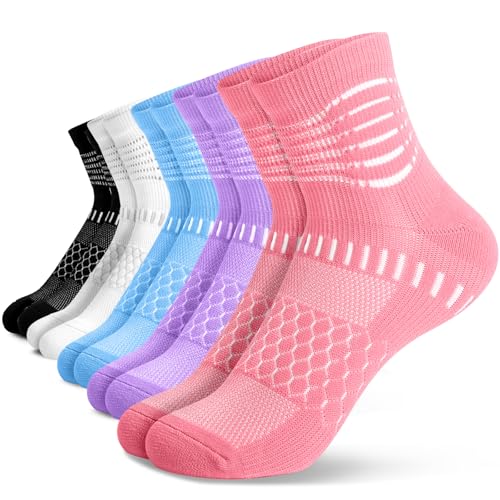 Image of IRAMY Ankle Compression Socks for Women Men Plantar Fasciitis Relief 3 /5 Pairs Cushioned Athletic Running Socks
