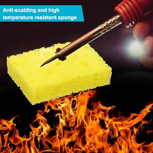 Image of uxcell Soldering Sponge 1.97 inch x 1.38 inch Rectangle Sponge Replacement Welding Soldering Iron Tip Cleaning Pads Soldering Iron Special High Temperature Sponge Yellow 20pcs