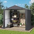 COVERONICS 6' x 4' Outdoor Storage Shelter Shed- Heavy Duty Storage Tent with Roll-up Ventilated Door and Sloping Roof, Portable Storage Tool Shed for Backyard Garden Patio, Gray