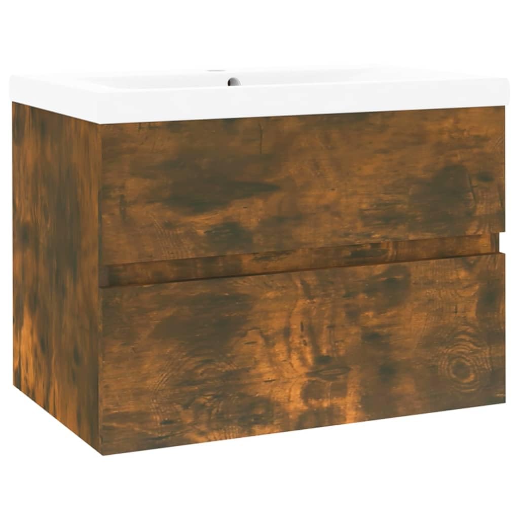 vidaXL Mueble de Baño con Lavabo Armario Almacenamiento Colgante Suspendido Pared Estante Inferior Cajón Madera Contrachapada Color Roble