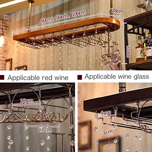 Support à bouteilles de vin réglable suspendu en bois de plafond - 5