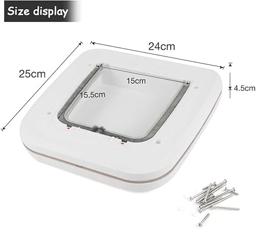 Miniatura 3 de Puerta para mascotas para gatos y perros con bloqueo de 4 vías (tamaño exterior 10 x 9.6 pulgadas), puerta con solapa para gatos, puerta extragrande