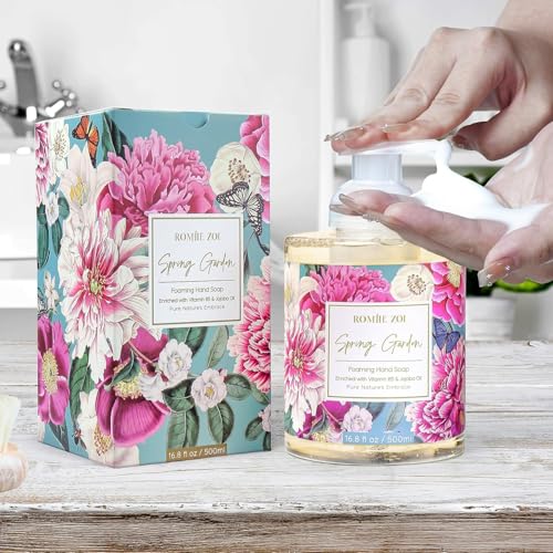 Image of ROMIIE ZOI Foaming Hand Soap, Spring Garden, 500ml / 16.8fl.oz | With Gift Box, Gentle cleansing, nourishes skin without drying