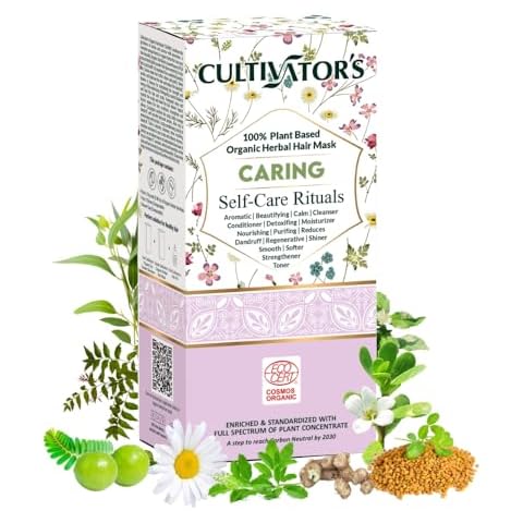 CULTIVATOR'S Organic Hair Mask for Dry & Frizzy Hair, Deep Conditioning for Split Ends Repair & Shine, with Amla, Shikakai, Brahmi & Bhringraj Powder for Men & Women, 3.5 Ounce, 1 Pack Cover