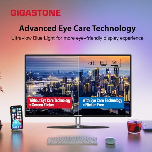 Image of Gigastone 32 inch IPS LED Back Light Monitor 2-Pack 75Hz FHD 1920 x 1080, 178 Wide View Frameless Computer Monitor 5ms, Eye Care Technology, Ergonomic Tilt VESA Mount, HDMI VGA