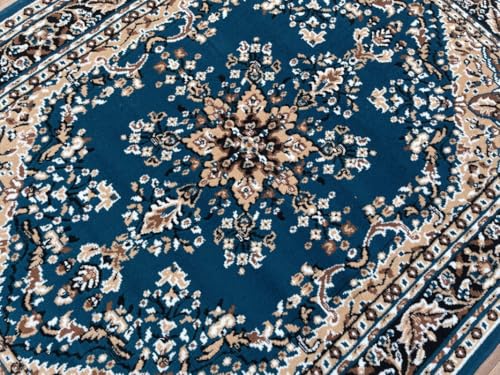 Image of TTC THREAD & TEXTURE CARPET Traditional Comfort: Power-Loomed Carpets for Living Room- Every Space Area Rug Color Blue Size 6x8 Feet (180x235cm)
