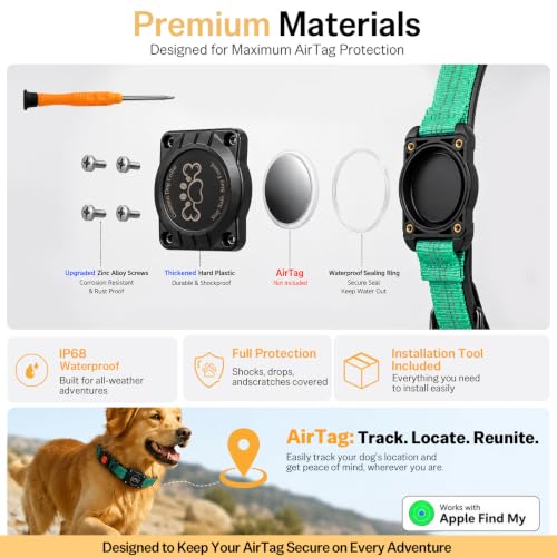Image of Geamen Dog Collar for Airtag Waterproof QR Code Reflective Collar(Teal,XL)