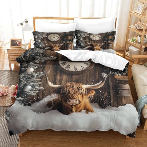 Housse de couette Noël 3D imprimé drap de couette microfibre léger lavable machine - 3