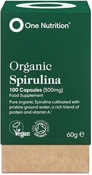 Pure Organic Spirulina Powder   Superfood - High in Protein & Vitamin A   Immune Support   Vegan Friendly   100 Capsules
