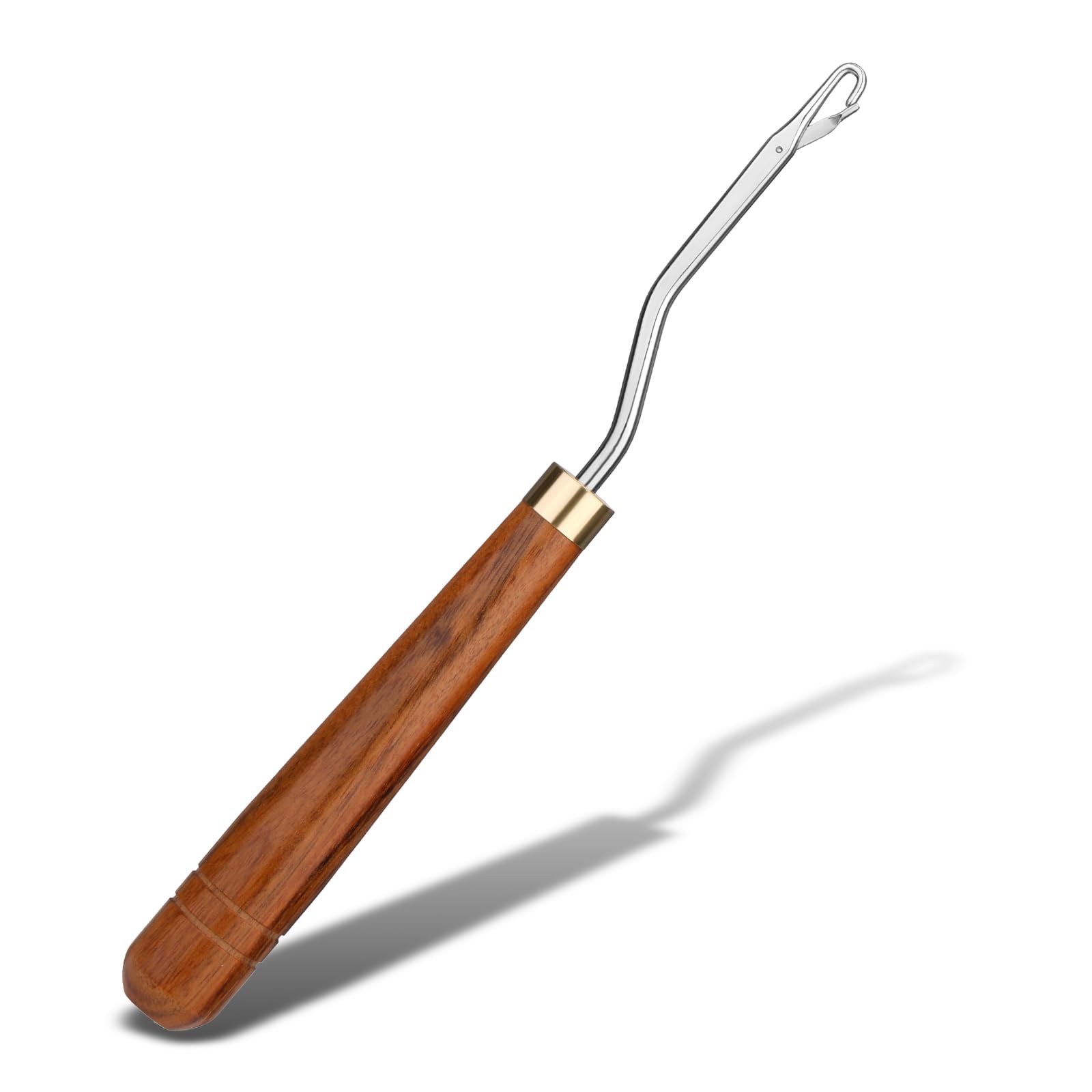 Giwrmu Latch Hook Tool, Wooden Bent Latch Hooks, Large Latch Hook Crochet Needle for Micro Braids, Hair Extension and Carpet Craft