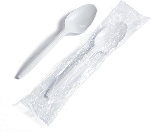 Miniatura 4 de Cucharilla blanca desechable de peso medio de polipropileno envuelta individualmente (caja de 1000)