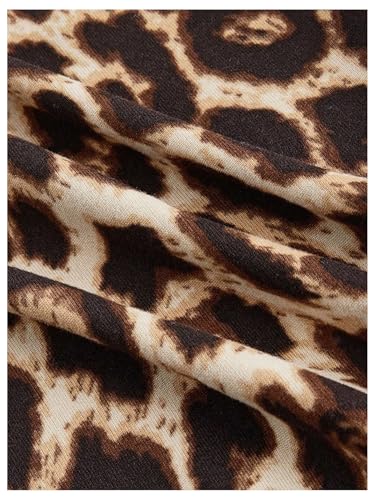 SOLY HUX Women's Leopard Halter Mini Dress Cheetah Print Deep V Neck Draped Sleeveless Ruched Bodycon Party Club Dresses4