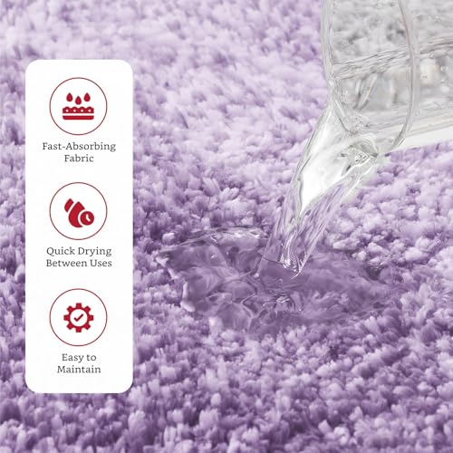Image of Amazon Brand - Solimo Premium Anti-Slip Microfibre Bathmat | 50cm x 120cm | Dusty Lilac | 2000 GSM | Super Absorbent | Anti-Skid | Quick Dry | Machine Washable