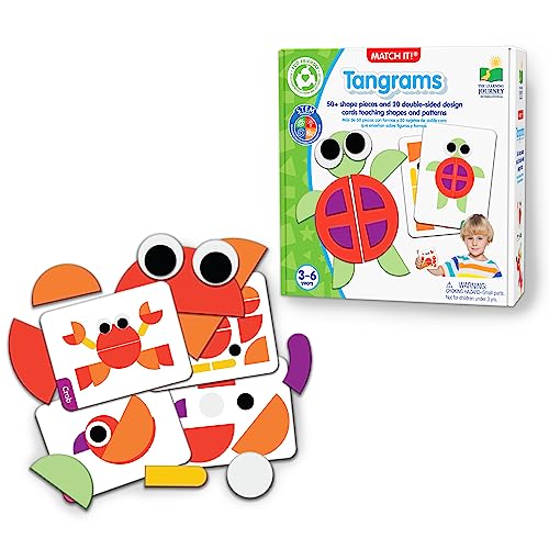 Image of The Learning Journey: Match It! Tangrams- Animal Pattern - Educational Design Learning Double Sided Cards and Shaped Puzzle Piece Toys- Geometric Figures - Spatial Relationships - Ages 3-6 Years Old