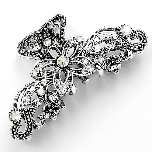 Rumyve 1 Piece Vintage Hair Claw - Sparkling Rhinestone Butterfly Hair Clip for Retro Women Girls, Wedding, Bride