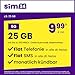 Produktbild sim24 Handytarif z.B. Allnet Flat 25 GB  (Flat Internet 5G 25 GB, Flat Telefonie, Flat SMS und Flat EU-Ausland, 9,99 Euro/Monat, monatlich kündbar) oder andere Tarife
