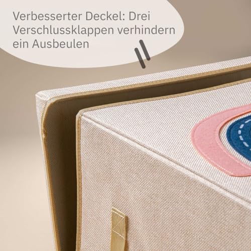 LIFENEY Aufbewahrungsbox mit Deckel und Regenbogen I Spielzeugbox mit Motiv passend für Würfelregale I Ordnungsbox für das Kinderzimmer I Aufbewahrungskorb Kinder
