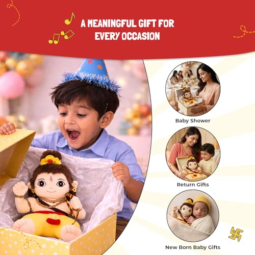 Image of Panda's Box Mantra Chanting Baby Rama Soft Toys for Kids | Musical Stuffed Plush Toy for Girl & Boy | Non-Toxic, Safe | Best Birthday Gift for Newborn & Toddlers | Free Colouring Book | 30 CM
