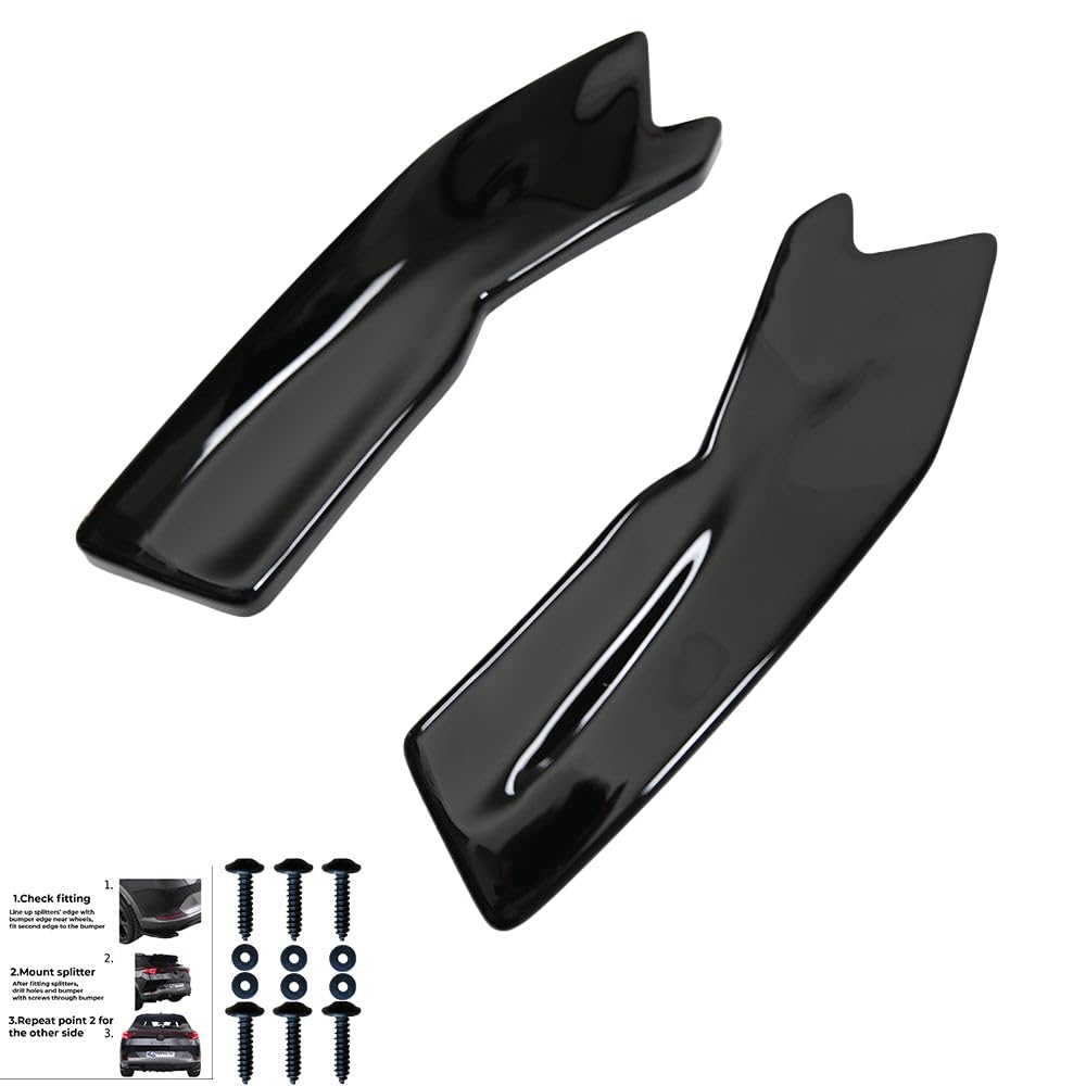 Oneway Jupes de pare-chocs arrière (coins) compatible avec Audi RS3 8V Sportback 2015-2016 - Noir brillant
