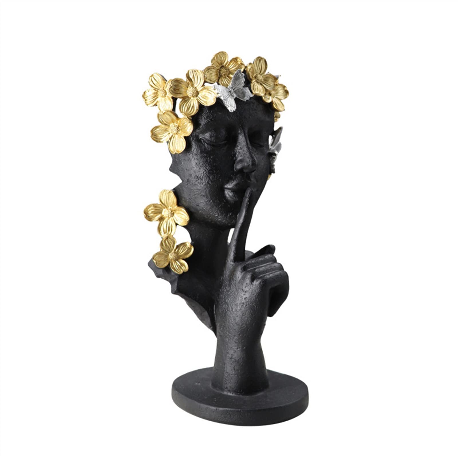 BHGFYXBS Desktop Ornaments Character Statue Ornament Face Mute Desktop Decorative Adorns Home Decoration Mask Ornaments Study Bedroom Living Room Office Sculpture,Noir