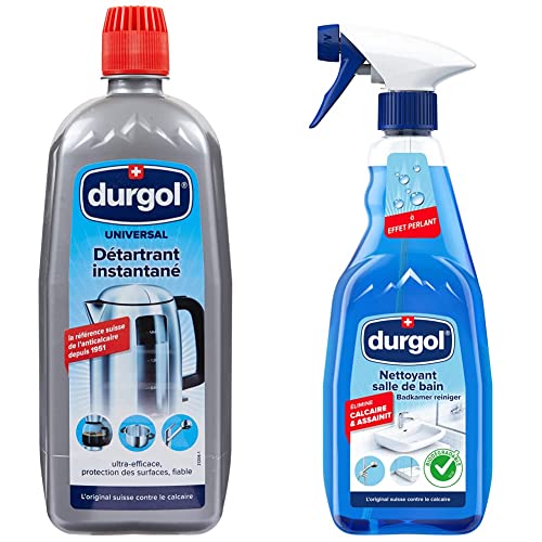 Durgol 115 Détartrant Spécial Anti Tous Objets de Ménage, 750 ml & Surface Mousse Nettoyante Salle de Bain 500 ml