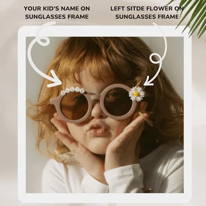 Image of PLAS ART STUDIO Customised round sunglasses Kids Sunglasses Get Kids Name on Frame For Girls & Boys. (Recommended Age 2+)