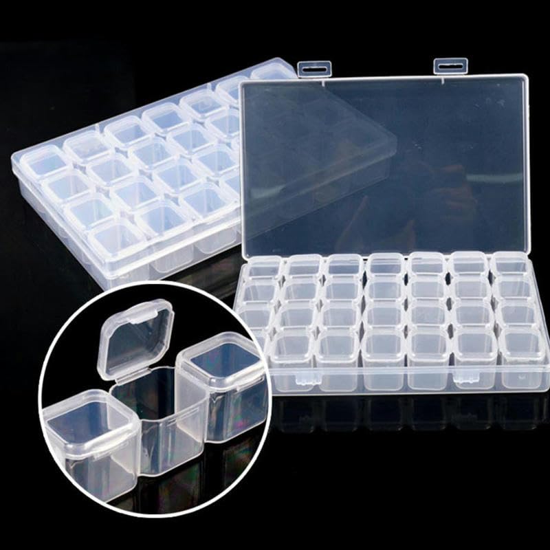 Nageldesign Aufbewahrungsbox – 28 Fächer, Transparent – Für Strasssteine, Perlen & Nail Art Zubehör