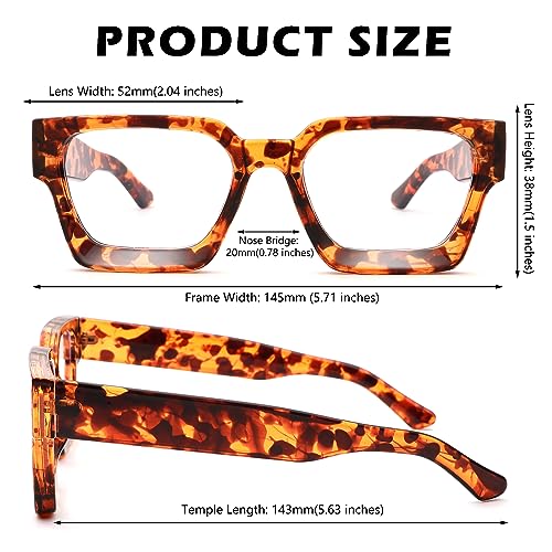 Image of Braylenz Square Thick Frame Blue Light Glasses for Men Women Fashion Clear Computer Eyeglasses