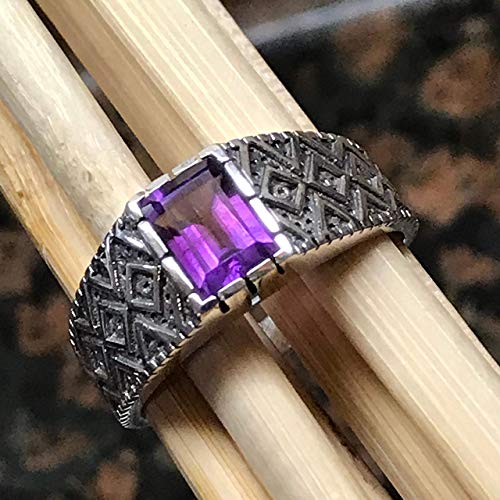Genuine 2Ct Purple Amethyst 925 Solid Sterling Silver Men's Ring Size 7, 8, 9, 10, 12, 13 #TOP6