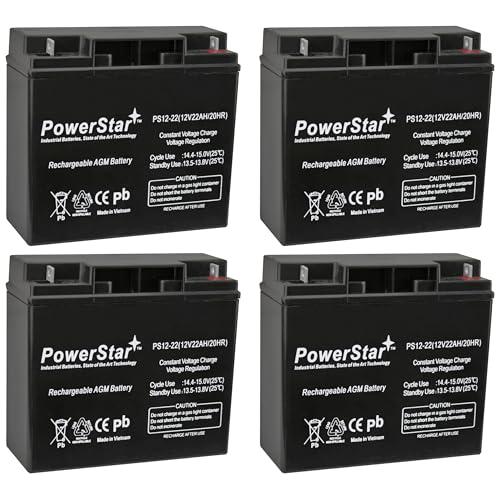 PowerStar--4 Pack 12V 22Ah Baoshi 6-DZM-20 6DZM20 Scooter Sealed Battery