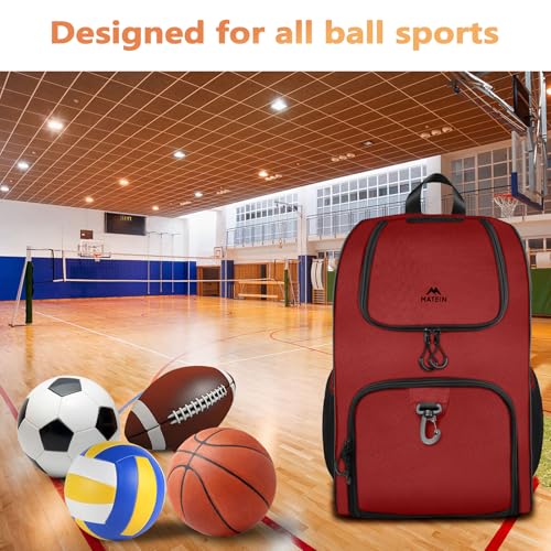 MATEIN Basketball Bag, Sturdy Soccer Bag with Ball Holder & Shoe Compartment, Large Basketball Backpack for Training Equipment, Water Resistant Sports Ball Backpack Fits Volleyball Football, Colorful — view 2