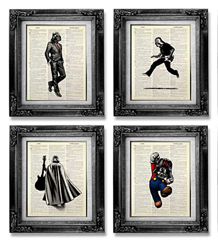 Star Wars Poster Set of Four Funny Gift Set for Man Kids Music Lover, Original Darth Vader...