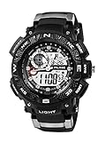 ECOOPRO Sport Men's AK1389B Digital-Analog Watch Versatile Black Rubber Strap Waterproof
