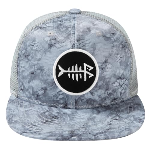 Image of BASSDASH Flat Brim Trucker Cap Adjustable Snapback Hat Mesh Back for Men Women