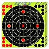 ATFLBOX 12X12 Inch Splatter Adhesive Bullseye Fluorescent Yellow Shooting Target Stickers, Sight in Shooting Range Paper Targets, Rective for Handguns, Rifle, Pistol, Pellet Guns, BB Gun (10 Pack)