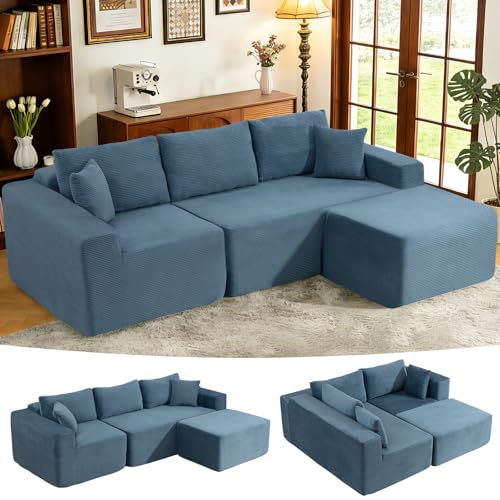 108" Modular Cloud Sectional Couch with Ottoman - No Assembly