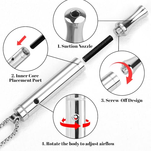 ASTOFLI Quit Smoking Breathing Necklace for Adults - Flavored Stress Breathing Necklace Stop Smoking for Women - Fidget Breathlink for Men Meditation Breathe Anxiety Whistle Necklaces Shift Breathlace4