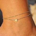 Turandoss Heart Initial Ankle Bracelets for Women, 14K Gold Filled Handmade Dainty Layered Anklet Letter Initial Heart Ankle Bracelets for Women Beach Jewelry Gifts - Image 4