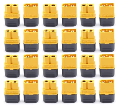 Ertzinla 12 Pair XT60H Connectors (XT60 Upgrade), XT60H Male Female Bullet Connectors Power Plugs with Sheath for Lipo Battery RC Planes Cars