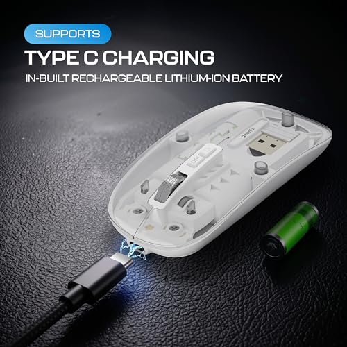 Image of Geonix Crystal Optical Wireless Transparent Mouse, 2.4GHz with USB Nano Receiver, 4 DPI Modes, High Precision Optical Tracking, 10m Working Distance with RGB Light (White)