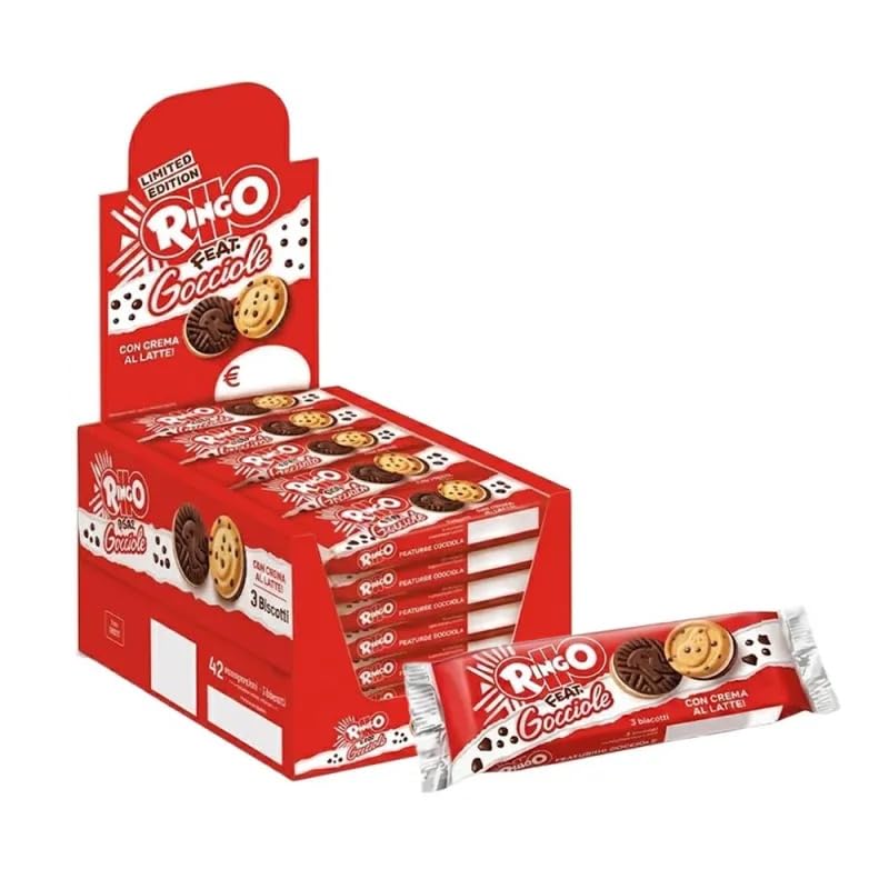 Ringo Gocciole Biscotti Ripieni Espositore 42 Monoporzioni da gr.27,5