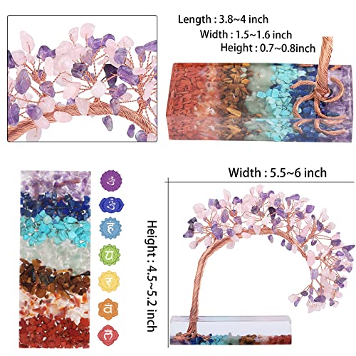 Nupuyai Amethyst & Rose Quartz Crystal Money Tree of Life with 7 Chakra Base - Image 2