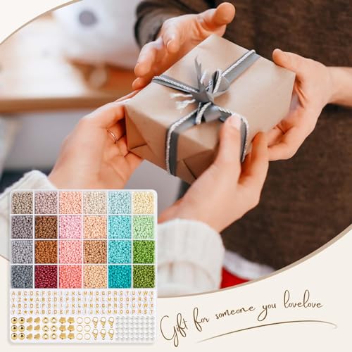 Image of SANNIDHI 3mm Seed Beads for Bracelet Making, 24 Color Small Beads for Craft, Girls DIY Jewelry Making Beads for Kids Activity with Spacer Bead, Pearls, Letters, Charms and Tools Kit | Easy Threading, Creative Projects, Craft Components, Spacer Beads, Pearls, Letters, Charms and Tools, Compact Storage
