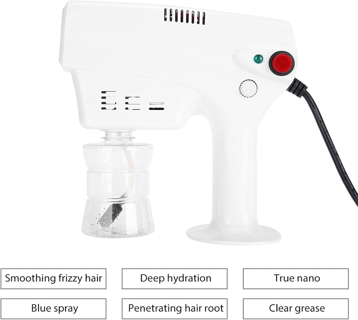 Pongnas Vaporizzatore per capelli, pistola a vapore, 300 ml, multifunzione, umidificatore per la cura dei capelli, strumento per la cura dei capelli (UK)