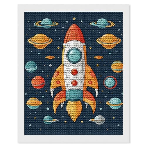 Kit art diamant pour débutants fusée 5D | Loisir créatif adulte kit complet broderie