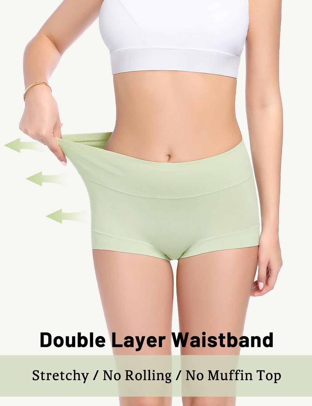 Molasus Womens Cotton Boy Shorts Panties Ladies High Waisted Full Coverage Stretch Underwear Multipack(Regular&Plus Size) - Image 3