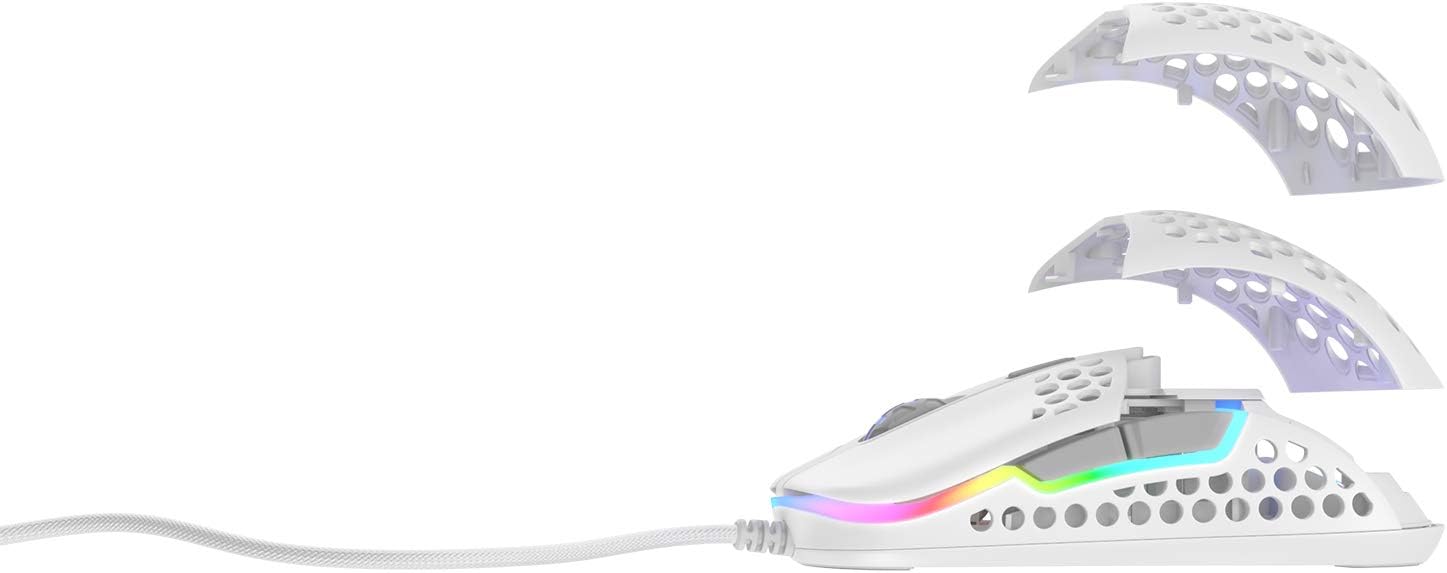Xtrfy M42 RGB, Ratón Gaming Ultraligero con Cable, Sensor Pixart 3389 de Última Generación, Carcasa Modular (incluye 2 Tamaños), Iluminación RGB Regulable, White Edition 4