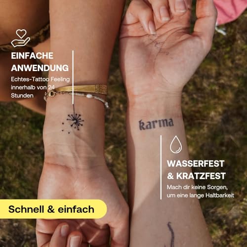 Inkster Tattoo Pfote Trio | Temporäre Tattoos 2 Wochen | Hautfreundlich & EU-Kosmetikzertifiziert | hochwertige Temporäre Tattoos aus pflanzlichen Inhaltsstoffen | wasserfest
