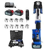 Set di utensili per pressatura di tubi con batteria da 18V con profilo V e TH, pinza elettrica in rame con profili V15-18-22-28 e TH16-20-26-32, 2 batterie da 5 Ah e caricabatterie rapido per tubi in
